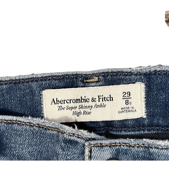 Abercrombie & Fitch Super Skinny Ankle High-Rise Distressed Jeans SZ 29/8 Short - Picture 3 of 12